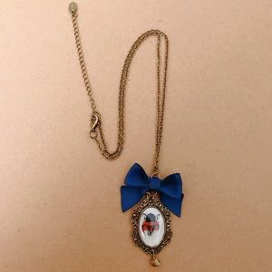 Fox Necklace with Navy Blue Bow